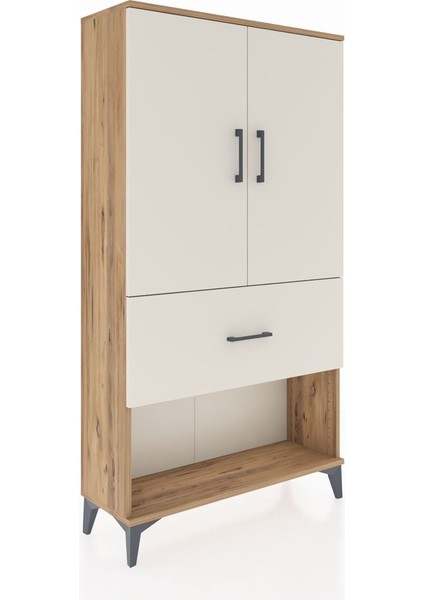Arges Dolap 3 Raflı Tek Çekmeceli 2 Kapaklı 88X30X163 Çam-Aytaşı fiyatları