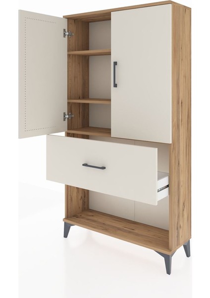 Arges Dolap 3 Raflı Tek Çekmeceli 2 Kapaklı 88X30X163 Çam-Aytaşı fırsatları