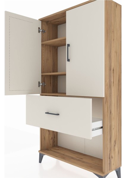 Arges Dolap 3 Raflı Tek Çekmeceli 2 Kapaklı 88X30X163 Çam-Aytaşı indirimleri