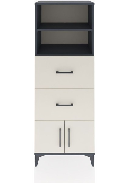 Hyperion Dolap 2 Raflı 2 Çekmeceli 2 Kapaklı 60X44X163 Antrasit-Aytaşı