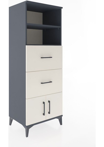 Hyperion Dolap 2 Raflı 2 Çekmeceli 2 Kapaklı 60X44X163 Antrasit-Aytaşı fiyatları