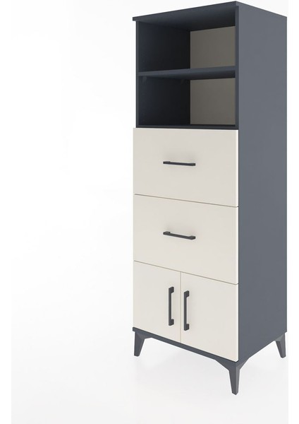 Hyperion Dolap 2 Raflı 2 Çekmeceli 2 Kapaklı 60X44X163 Antrasit-Aytaşı modelleri