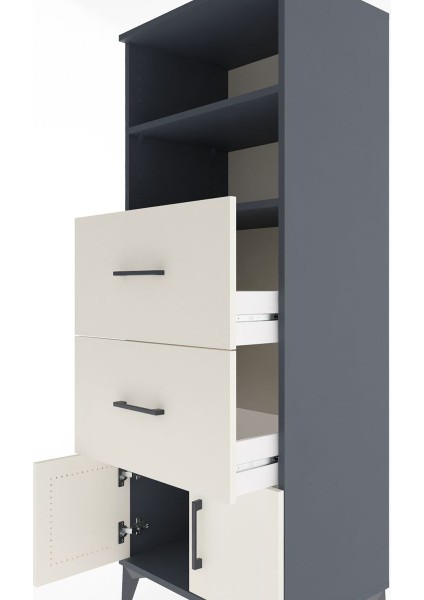 Hyperion Dolap 2 Raflı 2 Çekmeceli 2 Kapaklı 60X44X163 Antrasit-Aytaşı indirimleri