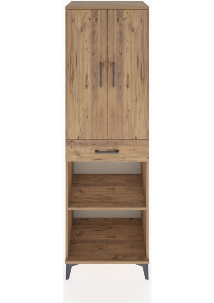 Hyperion Dolap 4 Raflı Tek Çekmeceli 2 Kapaklı 60X44X195 Çam-Çam