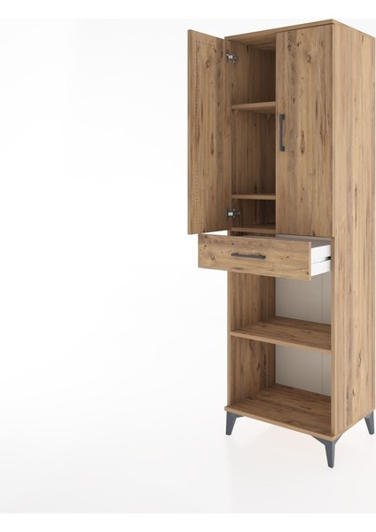 Hyperion Dolap 4 Raflı Tek Çekmeceli 2 Kapaklı 60X44X195 Çam-Çam fırsatları