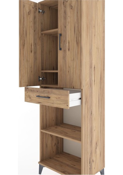 Hyperion Dolap 4 Raflı Tek Çekmeceli 2 Kapaklı 60X44X195 Çam-Çam indirimleri