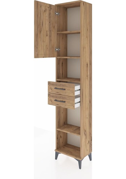 Arges Dolap 4 Raflı 2 Çekmeceli Tek Kapaklı 44X30X221 Çam-Çam fırsatları