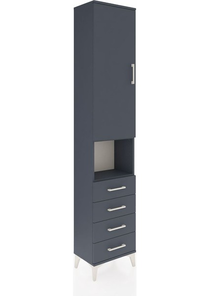 Arges Dolap 4 Raflı 4 Çekmeceli Tek Kapaklı 44X30X221 Antrasit-Antrasit fiyatları