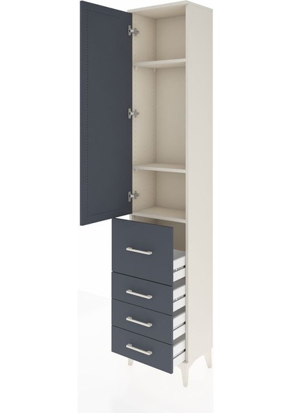 Arges Dolap 3 Raflı 4 Çekmeceli Tek Kapaklı 44X30X221 Aytaşı-Antrasit fırsatları