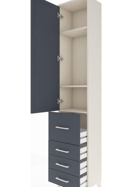 Arges Dolap 3 Raflı 4 Çekmeceli Tek Kapaklı 44X30X221 Aytaşı-Antrasit indirimleri