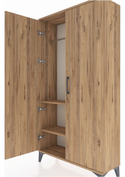 Arges Dolap 2 Raflı Kapaklı Tek Askılı 88X30X163 Çam-Çam indirimleri
