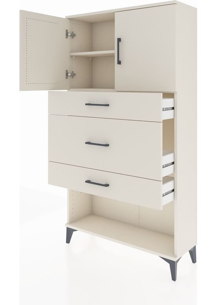 Arges Dolap 2 Raflı 3 Çekmeceli 2 Kapaklı 88X30X163 Aytaşı-Aytaşı fırsatları