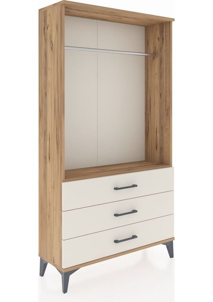 Arges Dolap Tek Raflı 3 Çekmeceli Tek Askılı 88X30X163 Çam-Aytaşı fiyatları