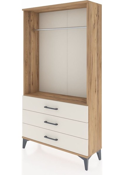 Arges Dolap Tek Raflı 3 Çekmeceli Tek Askılı 88X30X163 Çam-Aytaşı modelleri