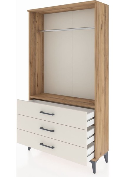 Arges Dolap Tek Raflı 3 Çekmeceli Tek Askılı 88X30X163 Çam-Aytaşı fırsatları