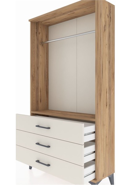 Arges Dolap Tek Raflı 3 Çekmeceli Tek Askılı 88X30X163 Çam-Aytaşı indirimleri