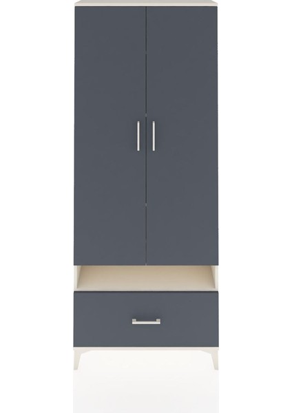 Arges Dolap 5 Raflı Tek Çekmeceli 2 Kapaklı 88X30X221 Aytaşı-Antrasit