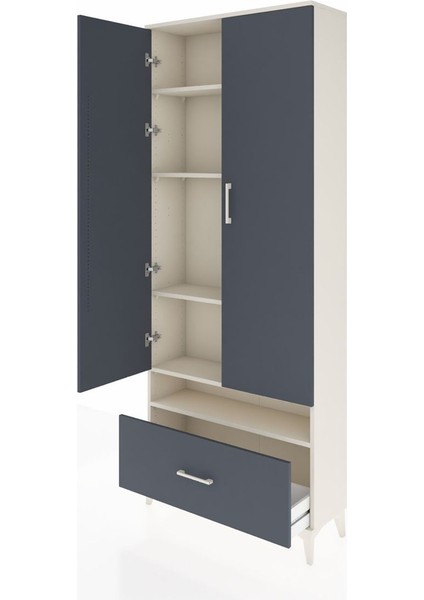 Arges Dolap 5 Raflı Tek Çekmeceli 2 Kapaklı 88X30X221 Aytaşı-Antrasit fırsatları