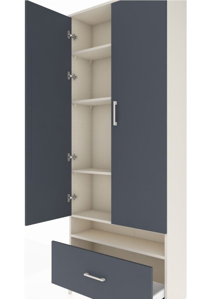 Arges Dolap 5 Raflı Tek Çekmeceli 2 Kapaklı 88X30X221 Aytaşı-Antrasit indirimleri