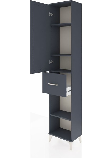 Arges Dolap 4 Raflı Tek Çekmeceli Tek Kapaklı 44X30X221 Antrasit-Antrasit fırsatları