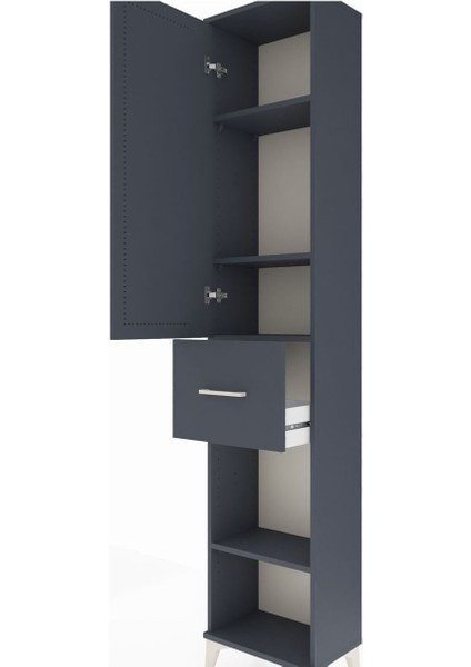 Arges Dolap 4 Raflı Tek Çekmeceli Tek Kapaklı 44X30X221 Antrasit-Antrasit indirimleri