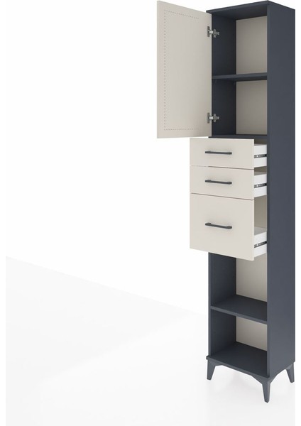 Arges Dolap 3 Raflı 3 Çekmeceli Tek Kapaklı 44X30X221 Antrasit-Aytaşı fırsatları