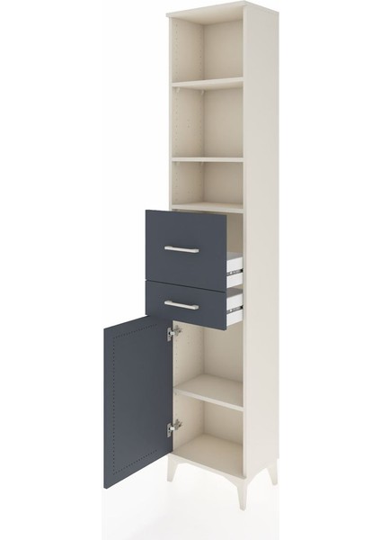 Arges Dolap 4 Raflı 2 Çekmeceli Tek Kapaklı 44X30X221 Aytaşı-Antrasit fırsatları