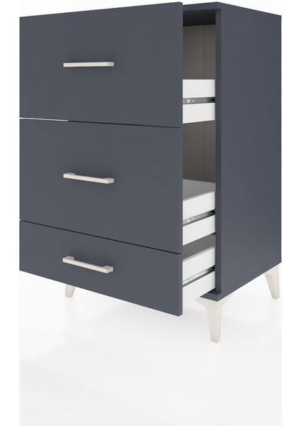 Hyperion Komodin 3 Çekmeceli 60X44X96 Antrasit-Antrasit fırsatları