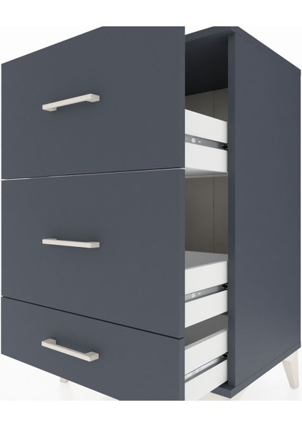 Hyperion Komodin 3 Çekmeceli 60X44X96 Antrasit-Antrasit indirimleri