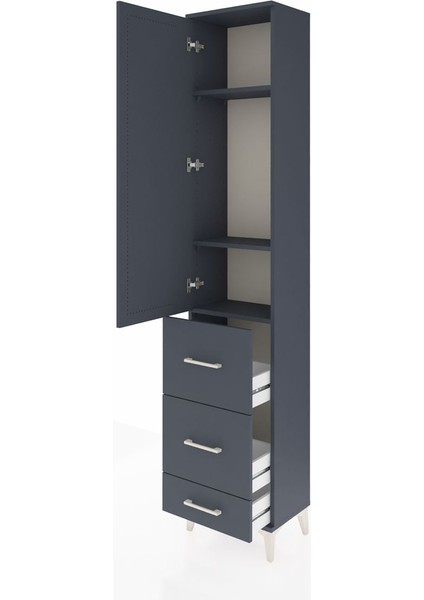 Arges Dolap 3 Raflı 3 Çekmeceli Tek Kapaklı 44X30X221 Antrasit-Antrasit fırsatları