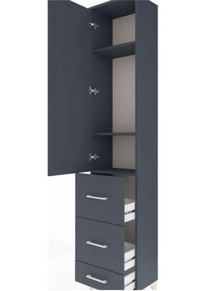 Arges Dolap 3 Raflı 3 Çekmeceli Tek Kapaklı 44X30X221 Antrasit-Antrasit indirimleri