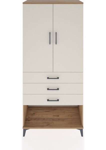 Hyperion Dolap 3 Raflı 3 Çekmeceli 2 Kapaklı 88X44X195 Çam-Aytaşı