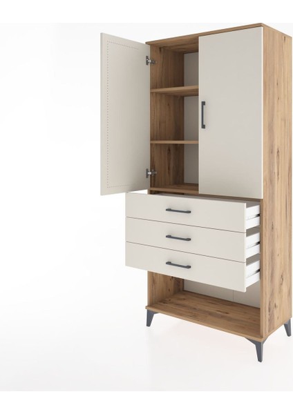 Hyperion Dolap 3 Raflı 3 Çekmeceli 2 Kapaklı 88X44X195 Çam-Aytaşı fırsatları