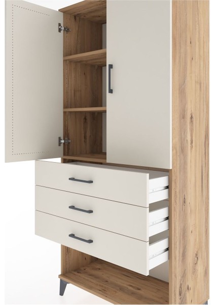 Hyperion Dolap 3 Raflı 3 Çekmeceli 2 Kapaklı 88X44X195 Çam-Aytaşı indirimleri