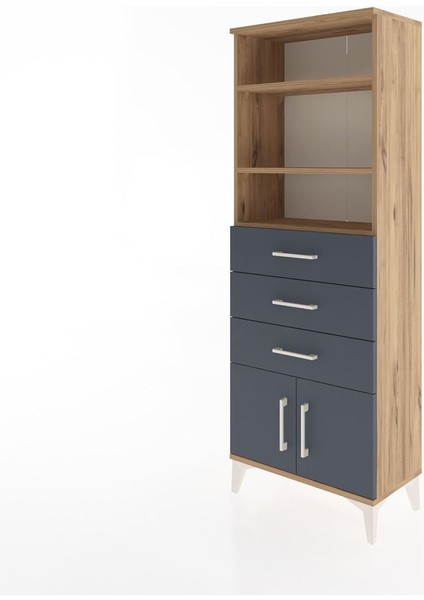 Arges Dolap 3 Raflı 3 Çekmeceli 2 Kapaklı 60X30X163 Çam-Antrasit modelleri