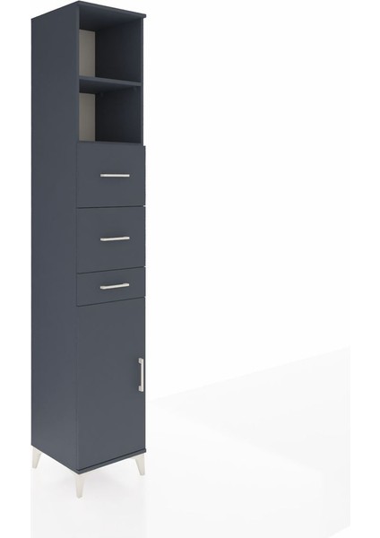 Hyperion Dolap 3 Raflı 3 Çekmeceli Tek Kapaklı 44X44X243 Antrasit-Antrasit fiyatları