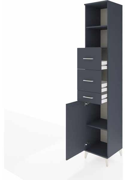 Hyperion Dolap 3 Raflı 3 Çekmeceli Tek Kapaklı 44X44X243 Antrasit-Antrasit fırsatları