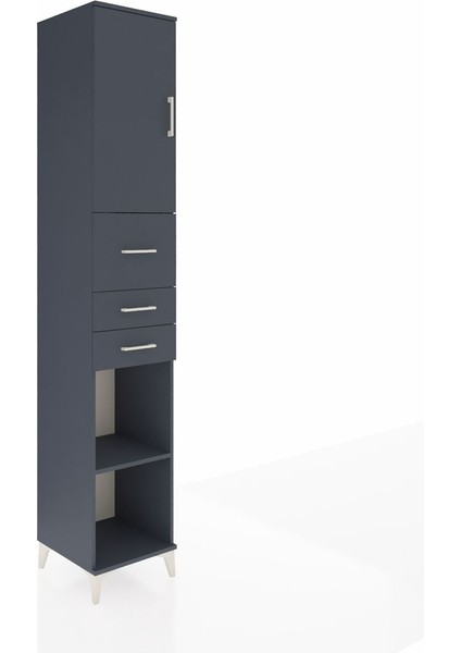 Hyperion Dolap 4 Raflı 3 Çekmeceli Tek Kapaklı 44X44X243 Antrasit-Antrasit fiyatları