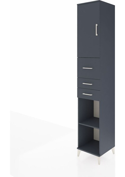 Hyperion Dolap 4 Raflı 3 Çekmeceli Tek Kapaklı 44X44X243 Antrasit-Antrasit modelleri