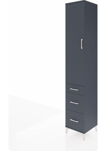 Hyperion Dolap 4 Raflı 3 Çekmeceli Tek Kapaklı 44X44X243 Antrasit-Antrasit modelleri