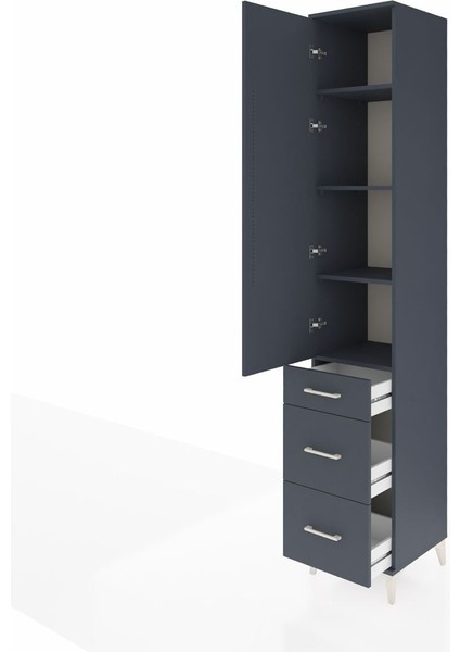 Hyperion Dolap 4 Raflı 3 Çekmeceli Tek Kapaklı 44X44X243 Antrasit-Antrasit fırsatları