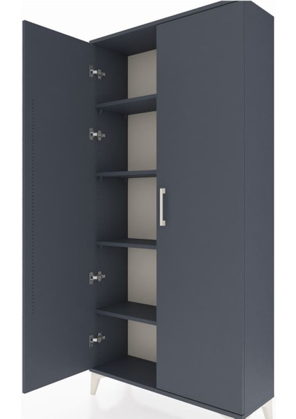 Arges Dolap 4 Raflı 2 Kapaklı 88X30X182 Antrasit-Antrasit indirimleri