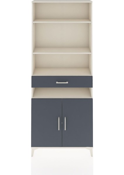 Arges Dolap 5 Raflı Tek Çekmeceli 2 Kapaklı 88X30X221 Aytaşı-Antrasit