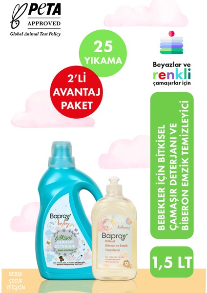 Bebekler Için Bitkisel Çamaşır Deterjanı 1 lt Bitkisel Biberon Emzik Temizleyici 500 ml