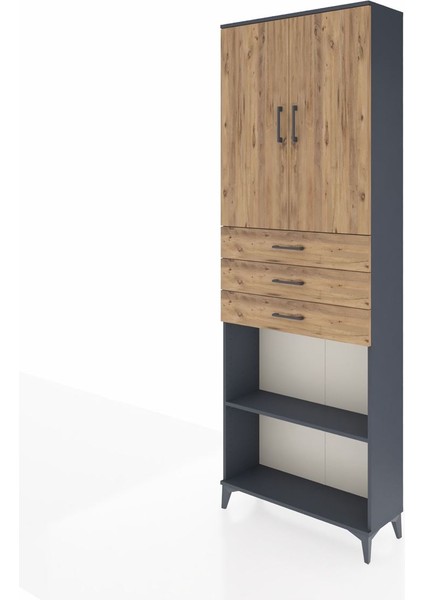 Arges Dolap 4 Raflı 3 Çekmeceli 2 Kapaklı 88X30X243 Antrasit-Çam modelleri