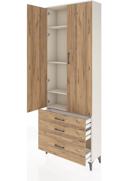 Arges Dolap 4 Raflı 3 Çekmeceli 2 Kapaklı 88X30X243 Aytaşı-Çam fırsatları