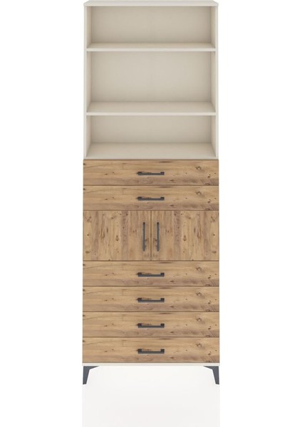Arges Dolap 4 Raflı 6 Çekmeceli 2 Kapaklı 88X30X243 Aytaşı-Çam