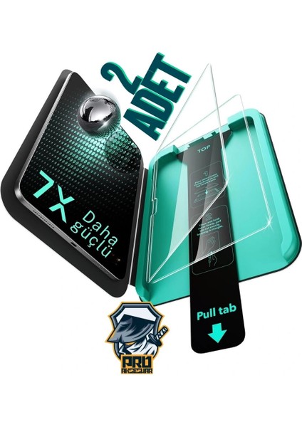 2 Adet iPad Air/pro 11" 13" 10.9" (2024-2025) Ultrafit Classic Temperli Cam Uygulama Aparatlı Ekran Koruyucu