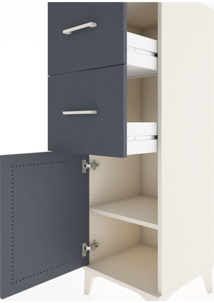 Hyperion Dolap Tek Raflı 2 Çekmeceli Tek Kapaklı 44X44X134 Aytaşı-Antrasit indirimleri