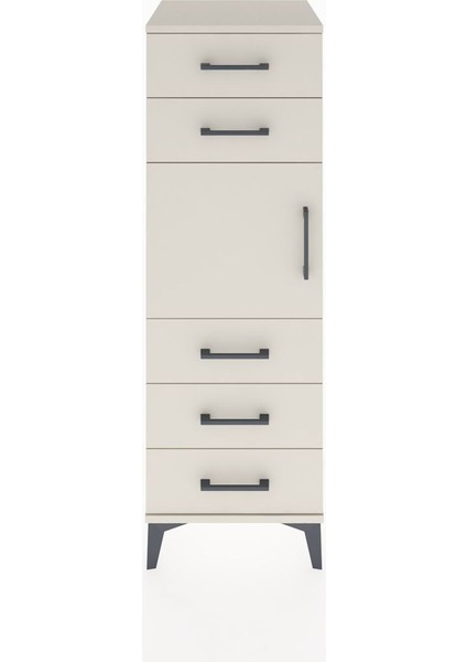 Hyperion Dolap Tek Raflı 5 Çekmeceli Tek Kapaklı 44X44X134 Aytaşı-Aytaşı